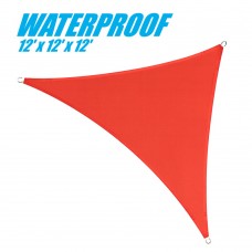 ColourTree 100% BLOCKAGE Waterproof 12' x 12' x 12' Sun Shade Sail Canopy  Triangle Red - Commercial Standard Heavy Duty - 220 GSM - 4 Years Warranty   